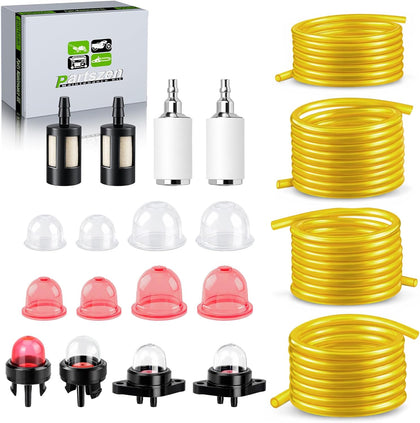Fuel Gas Line Kit Primer Bulb for Chainsaw Small Engine | 4 Size 4-Feet Fuel Hose Tube for Poulan Homelite Craftsman