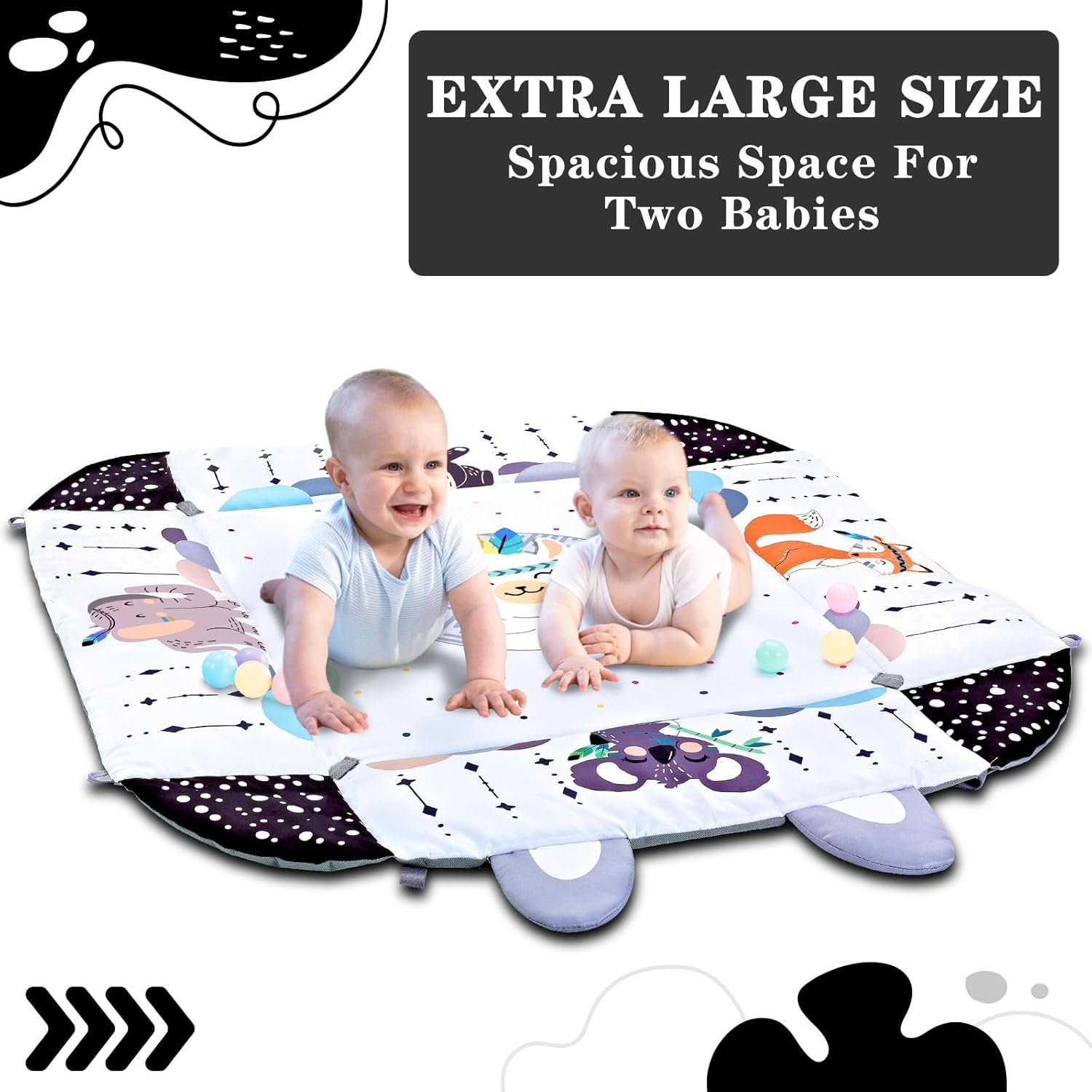 Baby Gym Play Mat, 8-in-1 Tummy Time Mat & Activity Gym, Washable Ball Pit, Infant Play Mat with Detachable Toys for