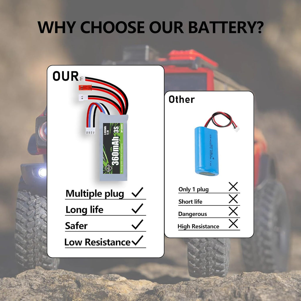 3S Lipo Battery 11.1V 360mAh Various Plugs Rechargeable RC Battery | JST&MJ&PH2.0&MX2.0 Plug with USB Charger for