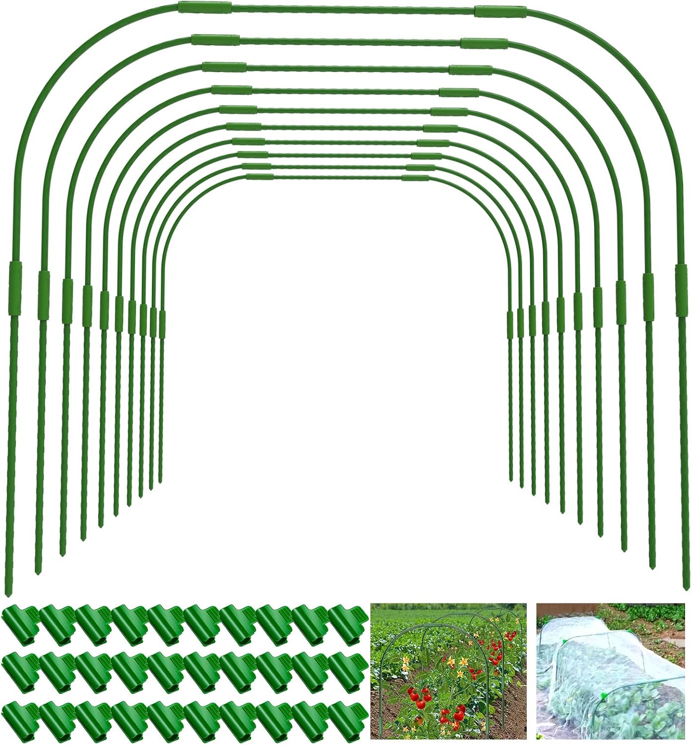 Garden Hoops for Raised beds, 10 Sets DIY Rust-Free Garden Tunnel 32.3"x 32.3" Greenhouse Hoops for Row Cover Garden