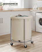 Laundry Basket with Wheels,190L, Steel Frame, Removable Bag