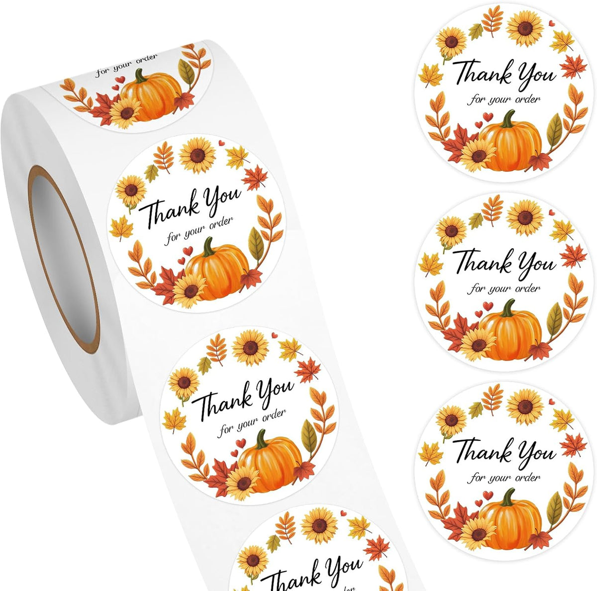 500 PCS 1.5 Inch Fall Thank You for Your Order Stickers Customer Appreciation Thank You Sticker Labels for Small