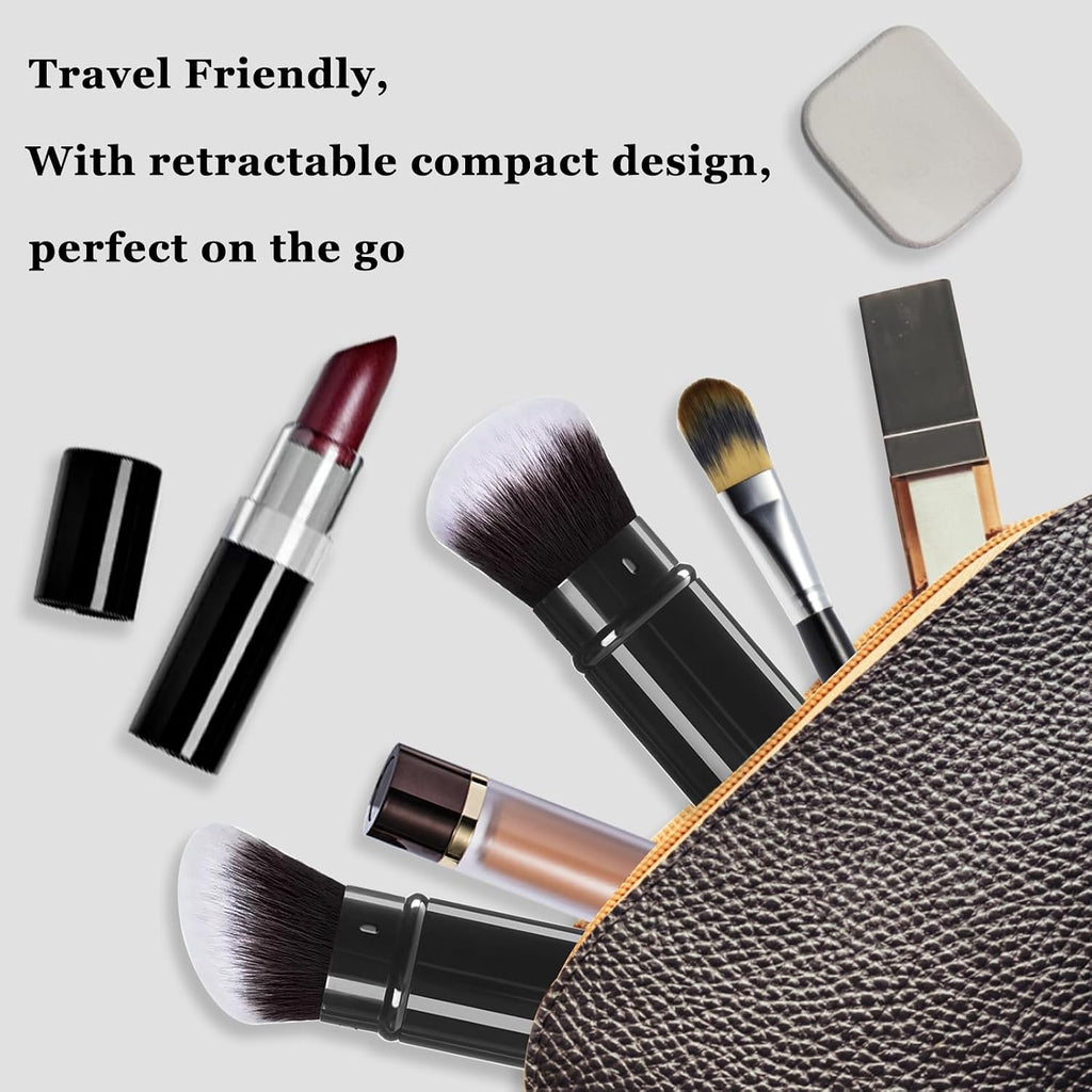 Retractable Kabuki Makeup Brush, 2 Pcs Powder Face Makeup Brush Set