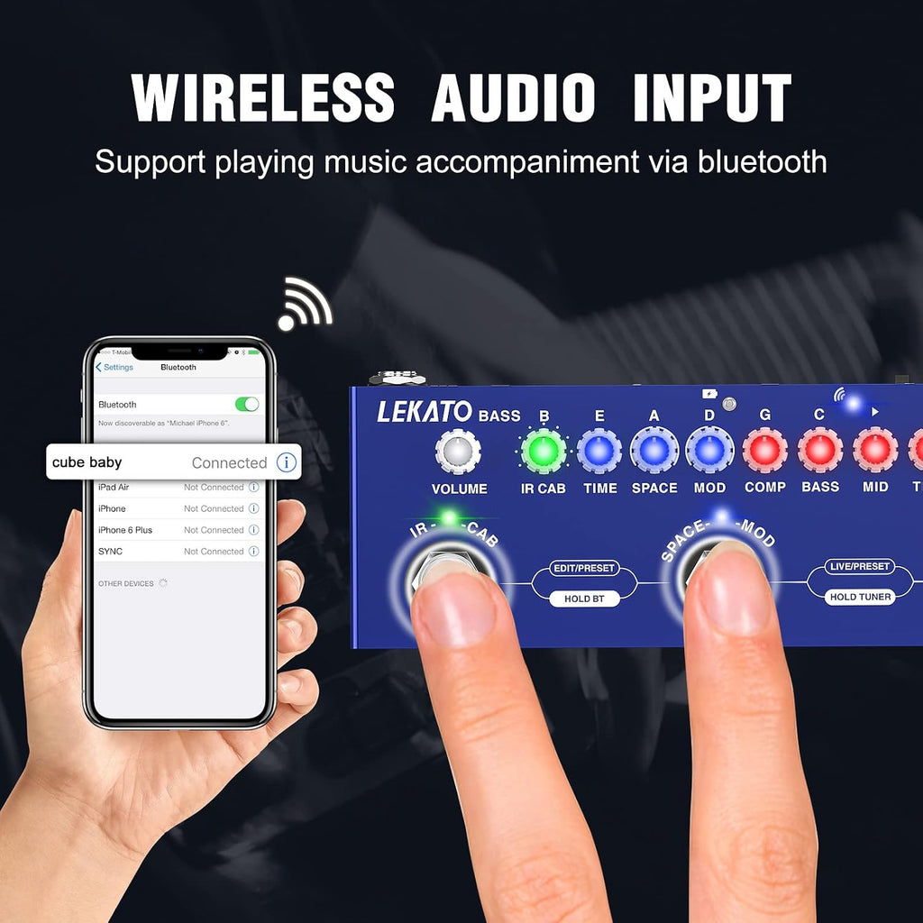 Bass Multi Effects Pedal, Guiter Peda with IR Loading 9 AMP Models, Delay Reverb Chorus, Multi Effects Processor for