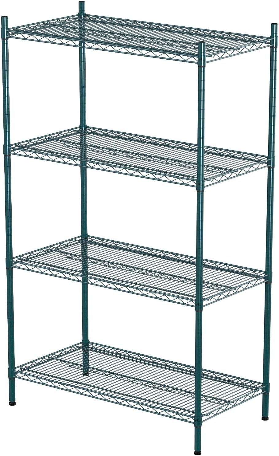 NSF 4-Tier Green-Epoxy Storage Shelves, 18"x36"x63", Moist&Dry Environments, Commercial Heavy Duty Steel Wire