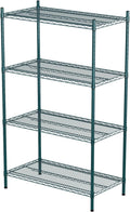 NSF 4-Tier Green-Epoxy Storage Shelves, 18"x36"x63", Moist&Dry Environments, Commercial Heavy Duty Steel Wire