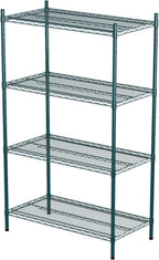 NSF 4-Tier Green-Epoxy Storage Shelves, 18"x36"x63", Moist&Dry Environments, Commercial Heavy Duty Steel Wire