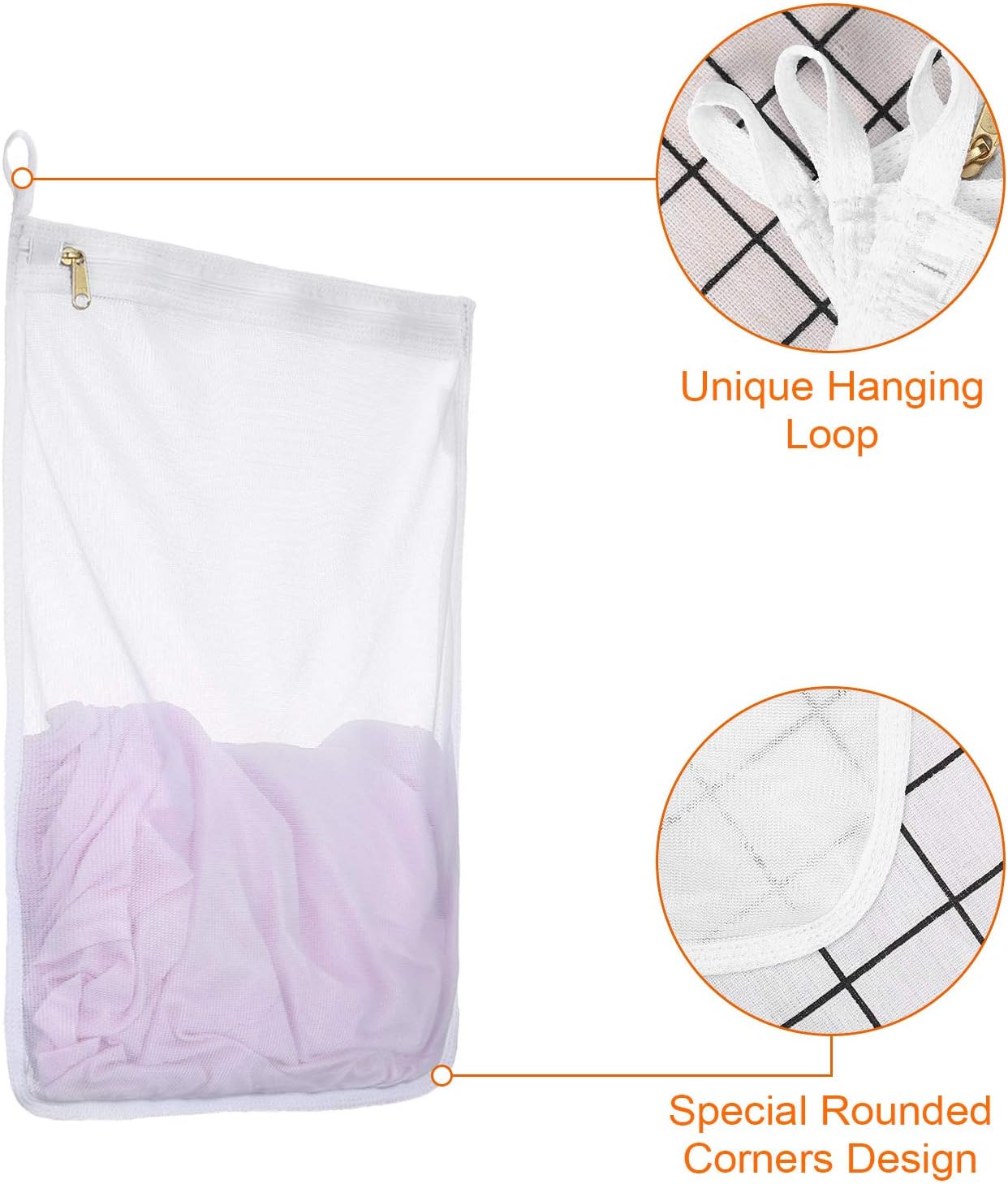 Fine Mesh Laundry Bags for Delicates, 3 Pack (2L+1M) Reusable Wash Bags with Sturdy Zippers, Durable Net Washing Bags