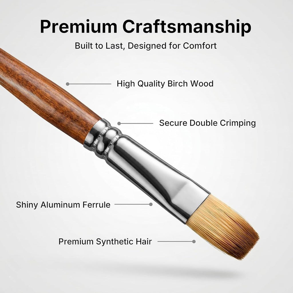 30pcs Paint Brush Set, Professional Acrylic Paint Brushes with Paint Spatula and Cloth Roll, Paintbrushes for Acrylic