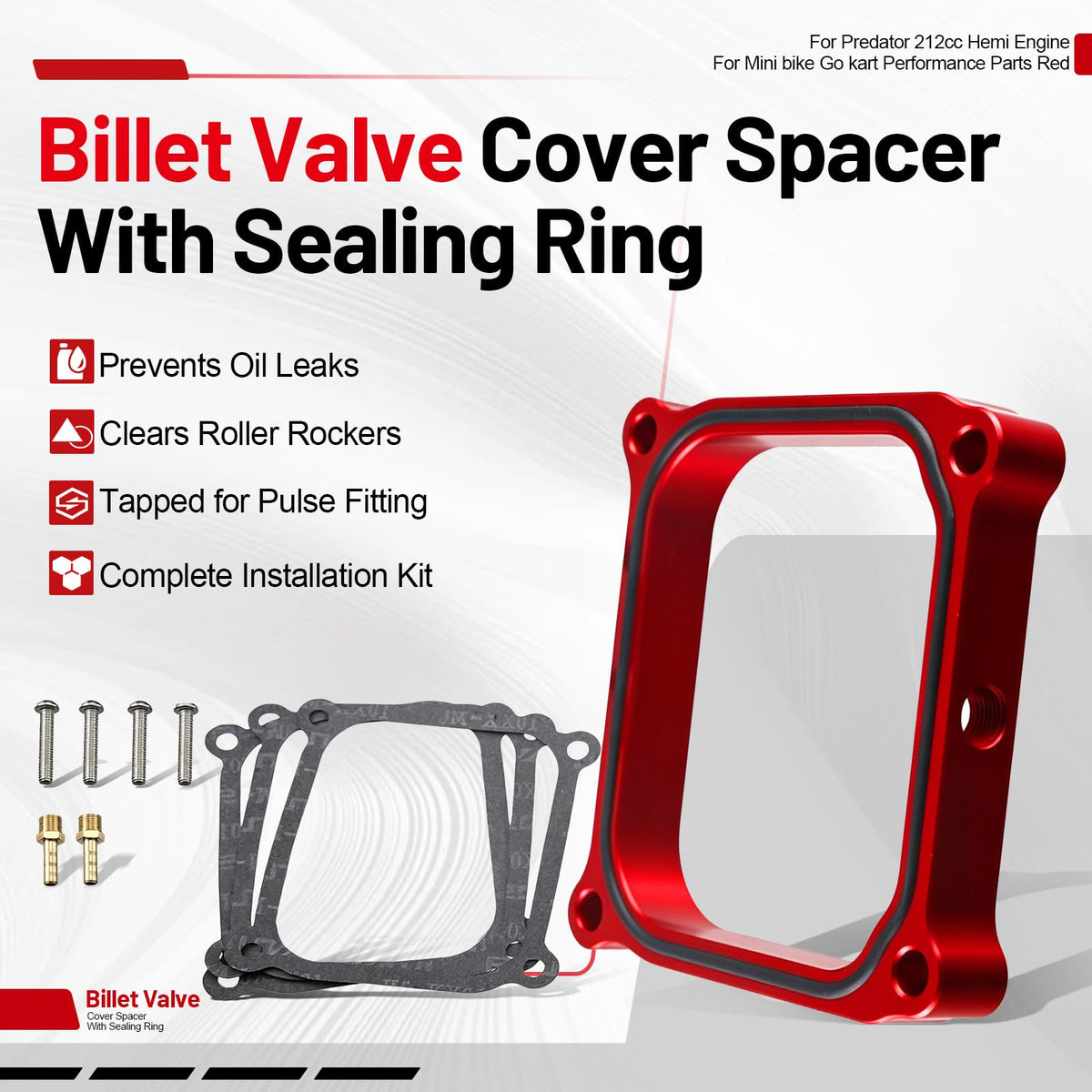 Billet Valve Cover Spacer With Sealing Ring For Predator 212cc Hemi Engine
