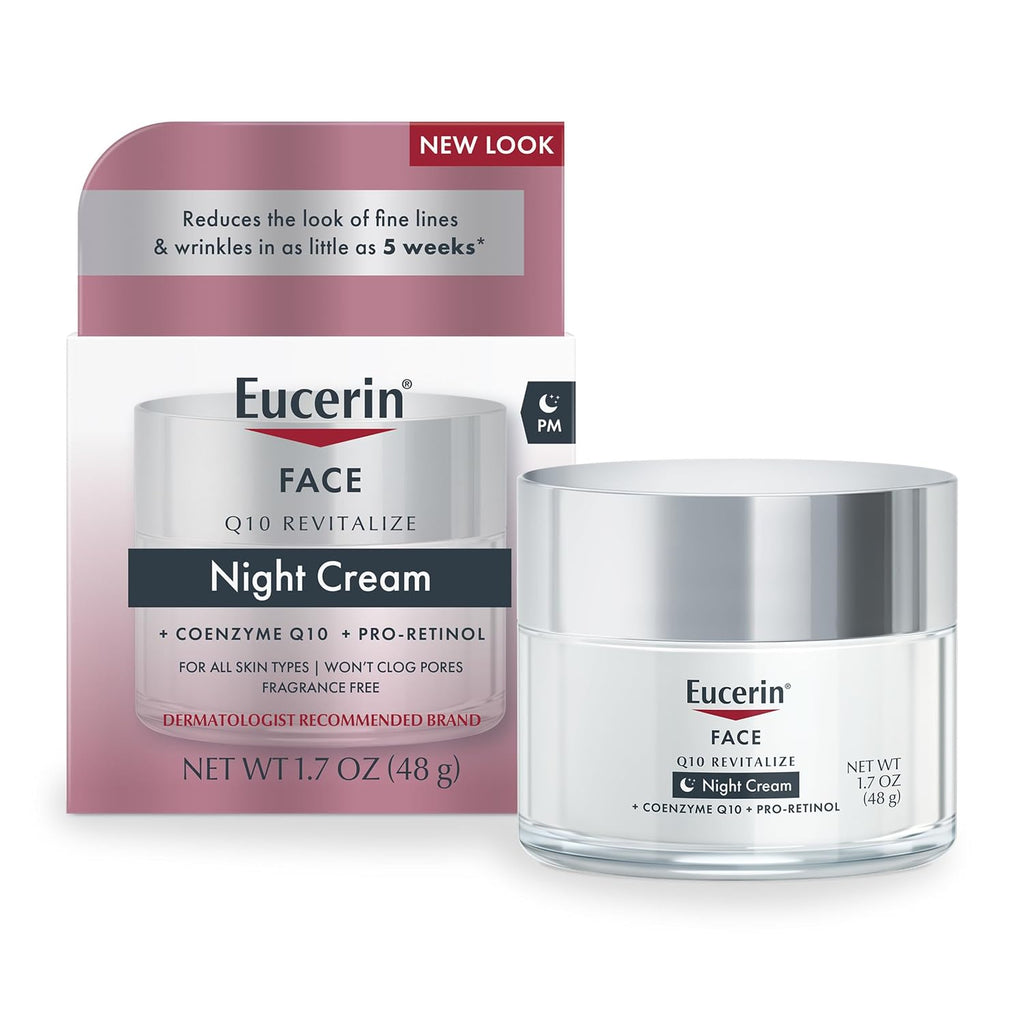 Q10 Anti-Wrinkle Night Cream + Pro-Retinol, Facial Cream for Sensitive Skin, 1.7 Oz Jar