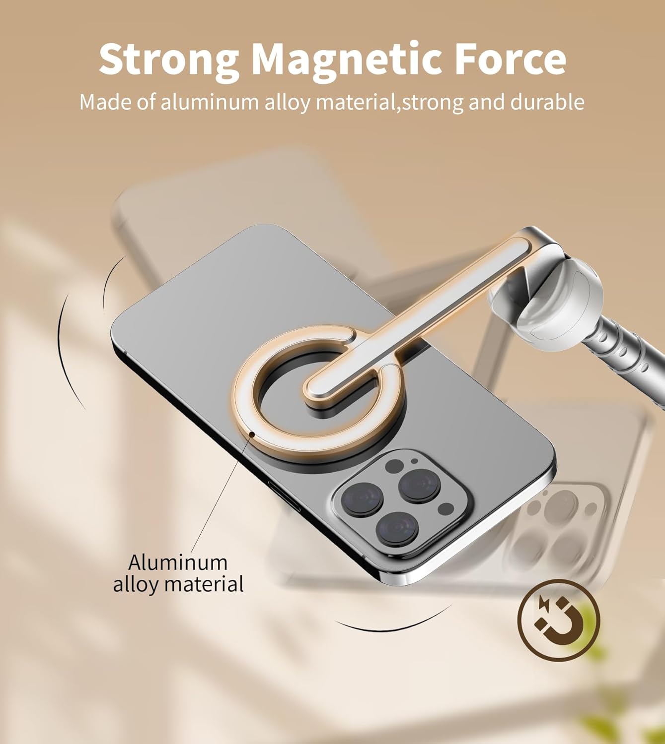 68" Magnetic Aluminum Phone Tripod Selfie Stick for iPhone & Android | Rechargeable Remote,360° Rotatable Foldable