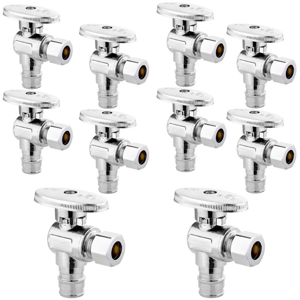 10PC HeSun 1/2" PEX-A x 3/8" OD Comp Angle Stop Valve(VALVE094-10)