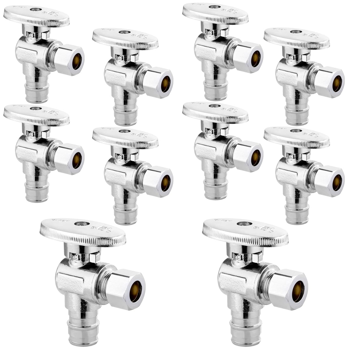 10PC HeSun 1/2" PEX-A x 3/8" OD Comp Angle Stop Valve(VALVE094-10)