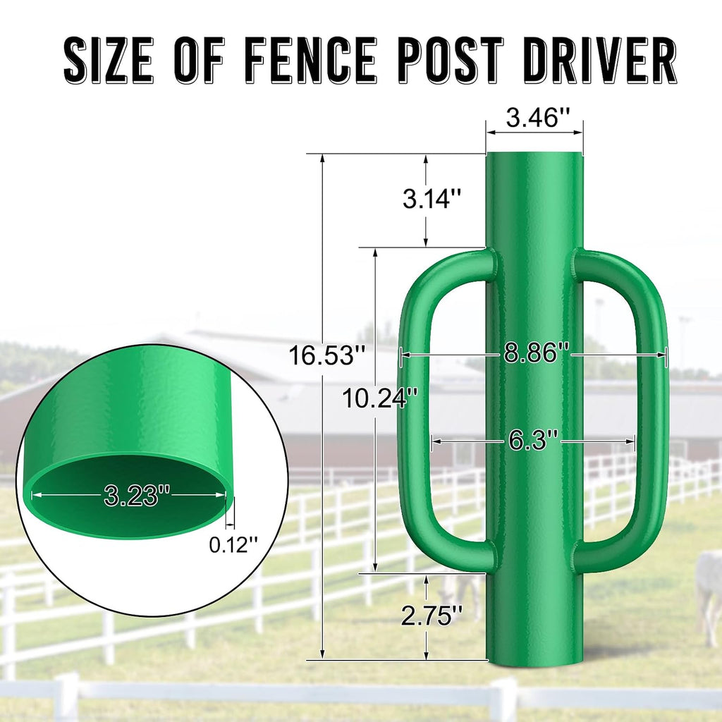 T Post Driver -12LB Fence Post Driver Heavy Duty Hand Post Pounder with Handle Black Steel Rammer for U Fence Post