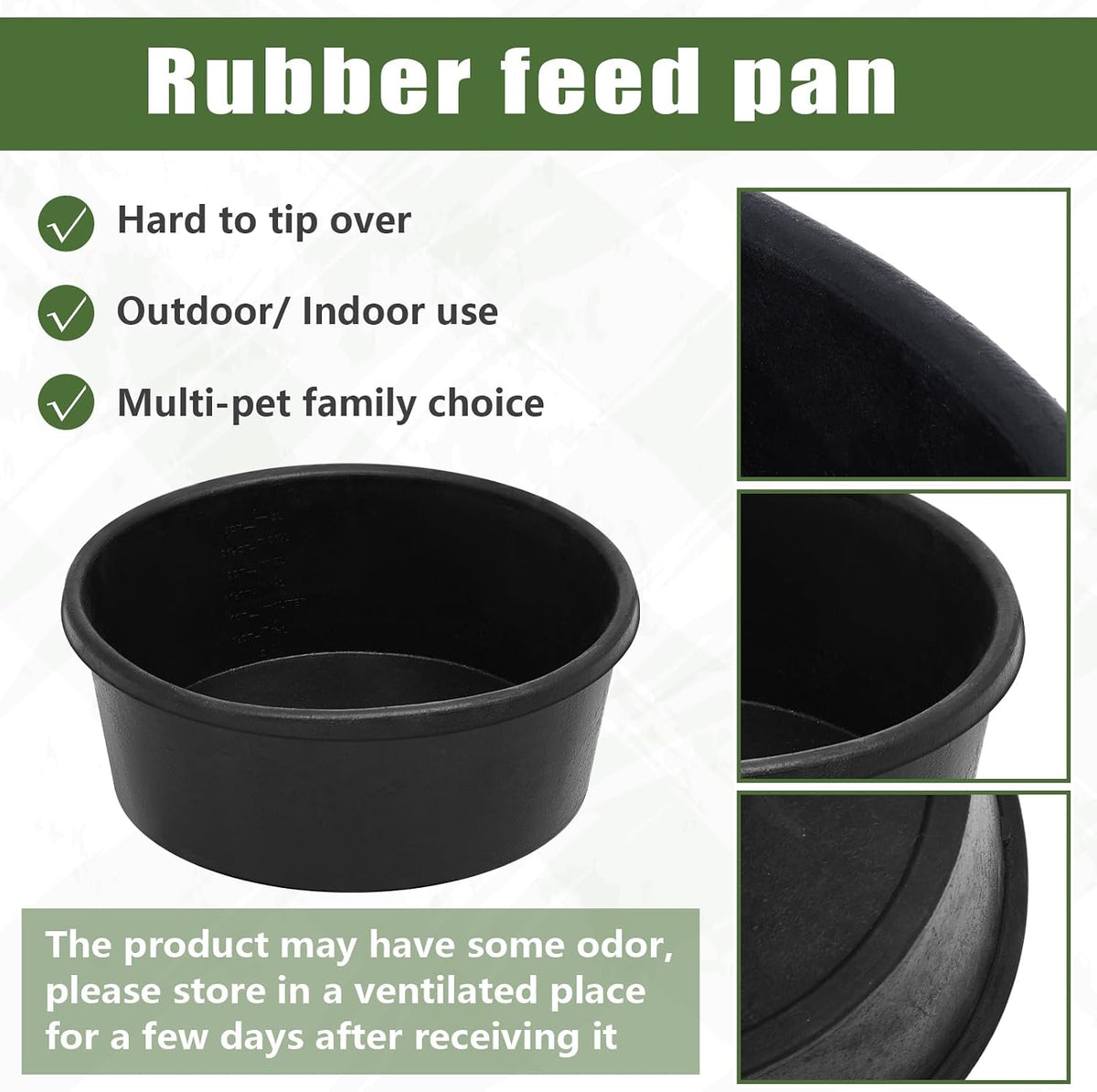 2 Pcs 4 Quart/ 1 Gallon Rubber Feeder Pan Horse Feed Bucket