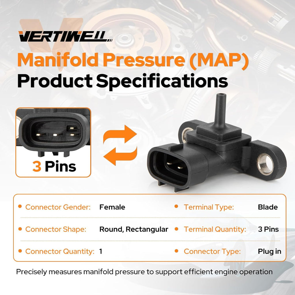 Manifold Absolute Pressure MAP Sensor Compatible with Toyota Corolla Camry Prius CHR C HR Avalon Lexus ES300h NX300h Scion iM 1.8L 2.0L 2.5L L4 2012-2020 2021 2022 2023 2024 Replaces AS629