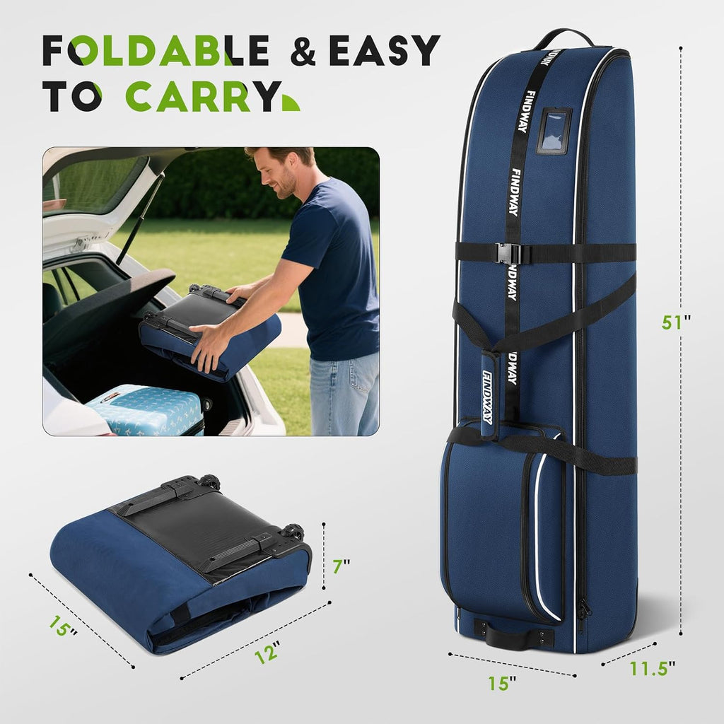 Golf Travel Bag for Airlines 900D Heavy Duty Oxford Golf Travel Case with Wheels, Golf Travel Cover with Club