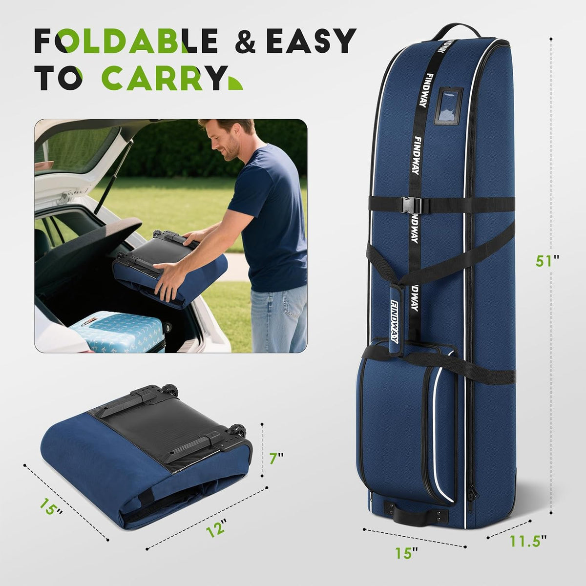 Golf Travel Bag for Airlines 900D Heavy Duty Oxford Golf Travel Case with Wheels, Golf Travel Cover with Club