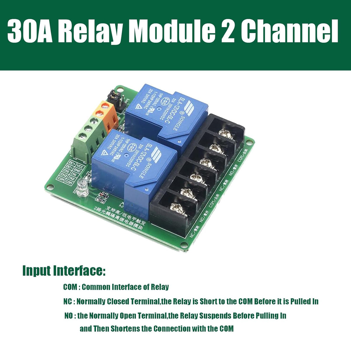 DIANN 2pcs 5V 30A 2-Channel Relay Module High Low Level Trigger with Optocoupler Isolation Load for PLC Automation Equipment Control Industrial Control