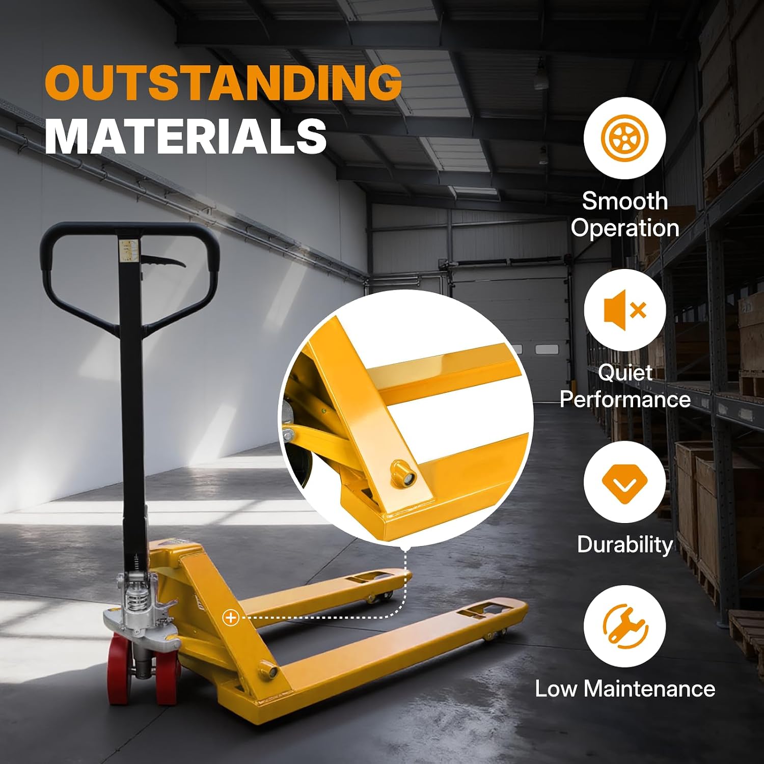 Manual Pallet Jack – Narrow Heavy Duty Truck Lift, 5500 lbs Capacity, 48" L x 21" W Forks, Durable PU Wheels for