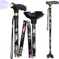 Walking Cane with LED Light, Foldable,Adjustable, Self Standing Walking Canes for Men & Women,Walking Sticks with