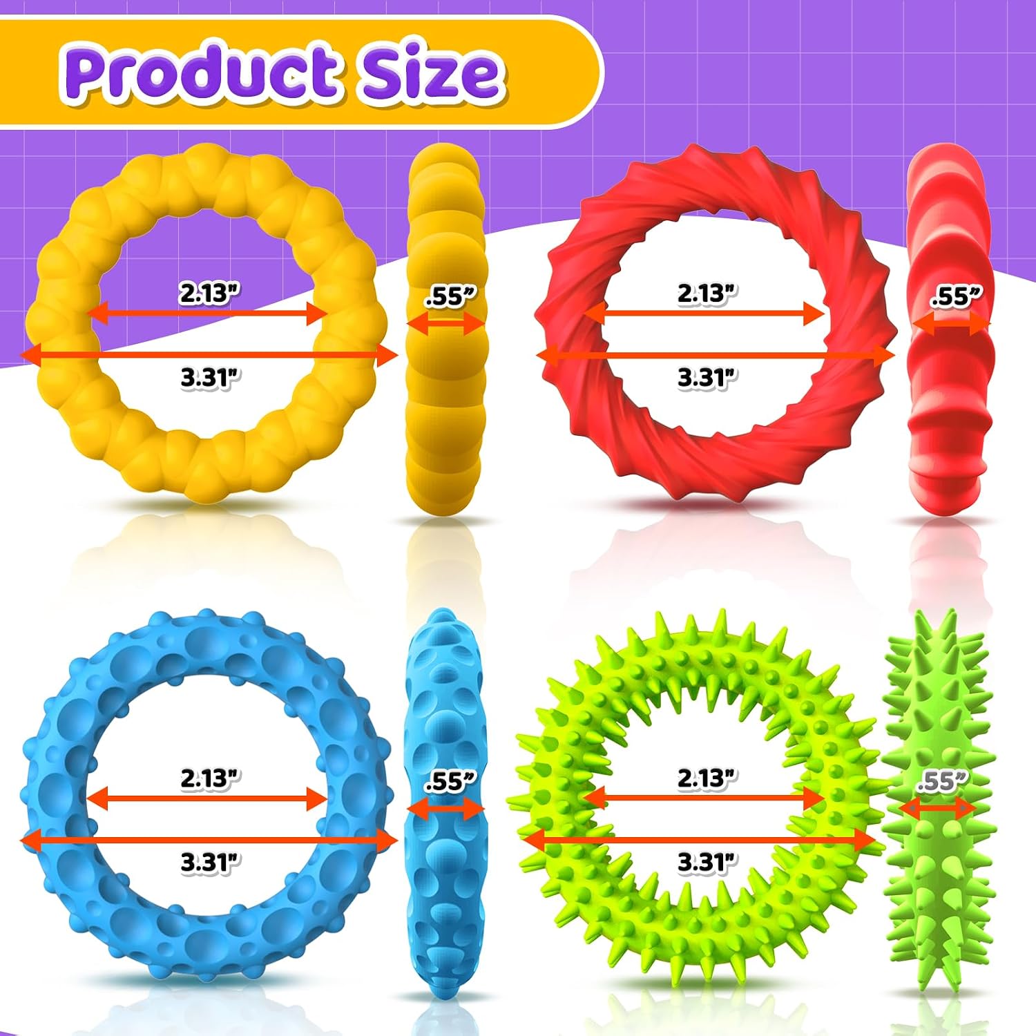 Sensory Toys Fidget Prizes for Kids Adults Autism 4 Pack Stretchy Bracelets | Textured Treasure Prizes Classroom