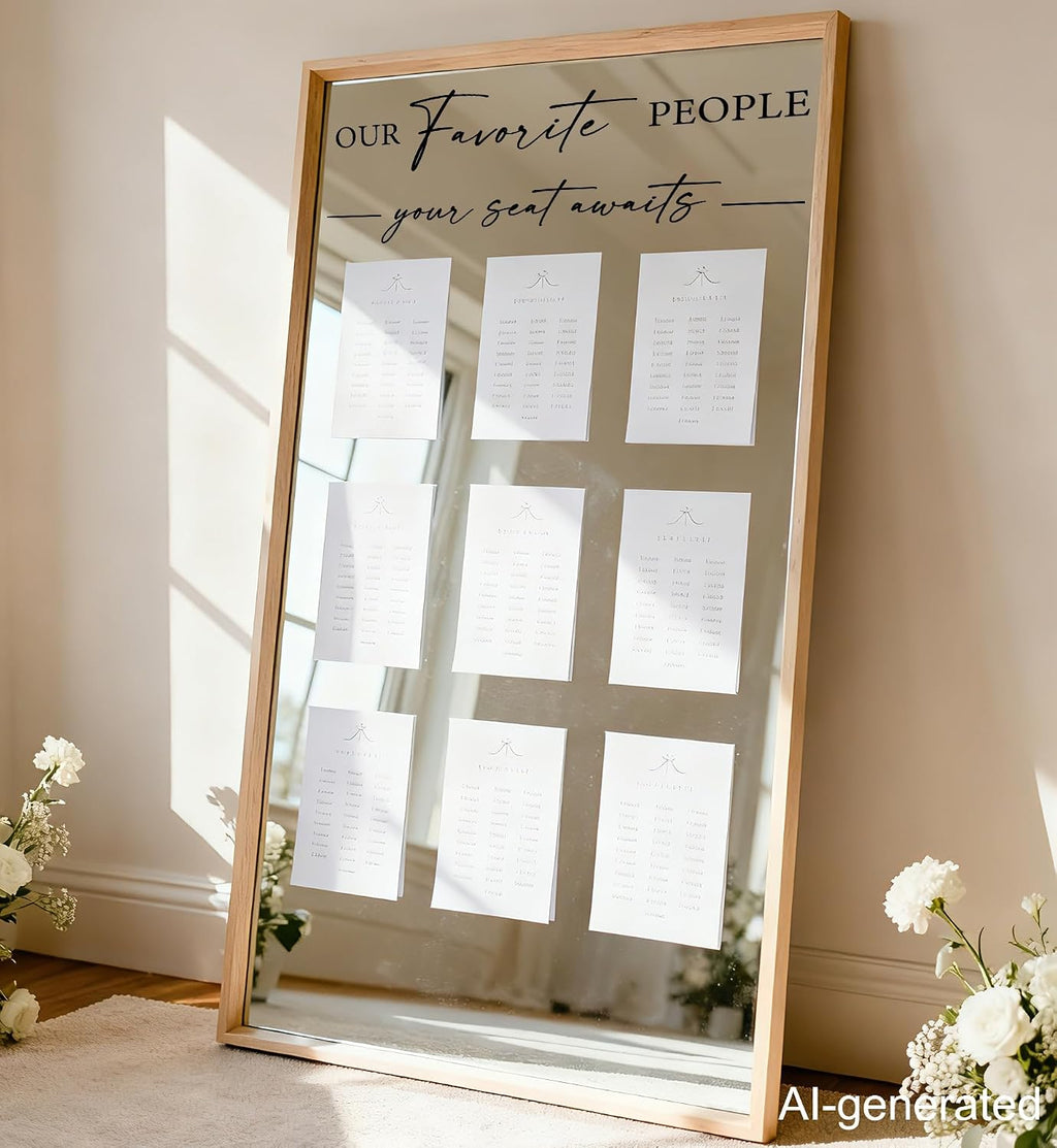 Wedding Seating Chart Decal - Welcome to Our Wedding Mirror Decal, Seating Chart Board Black