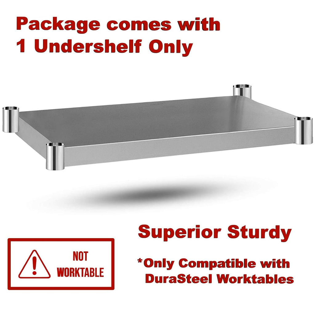 Galvanized Under Shelf for Work Tables - Extra Adjustable Lower Shelf for 24" x 48" Stainless Steel and Wooden
