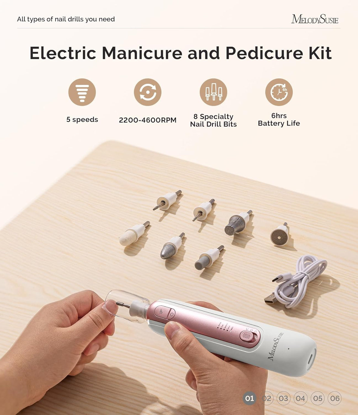 Anti-Dust Pedicure Nail Drill PC760G for Thick Toenail Filing