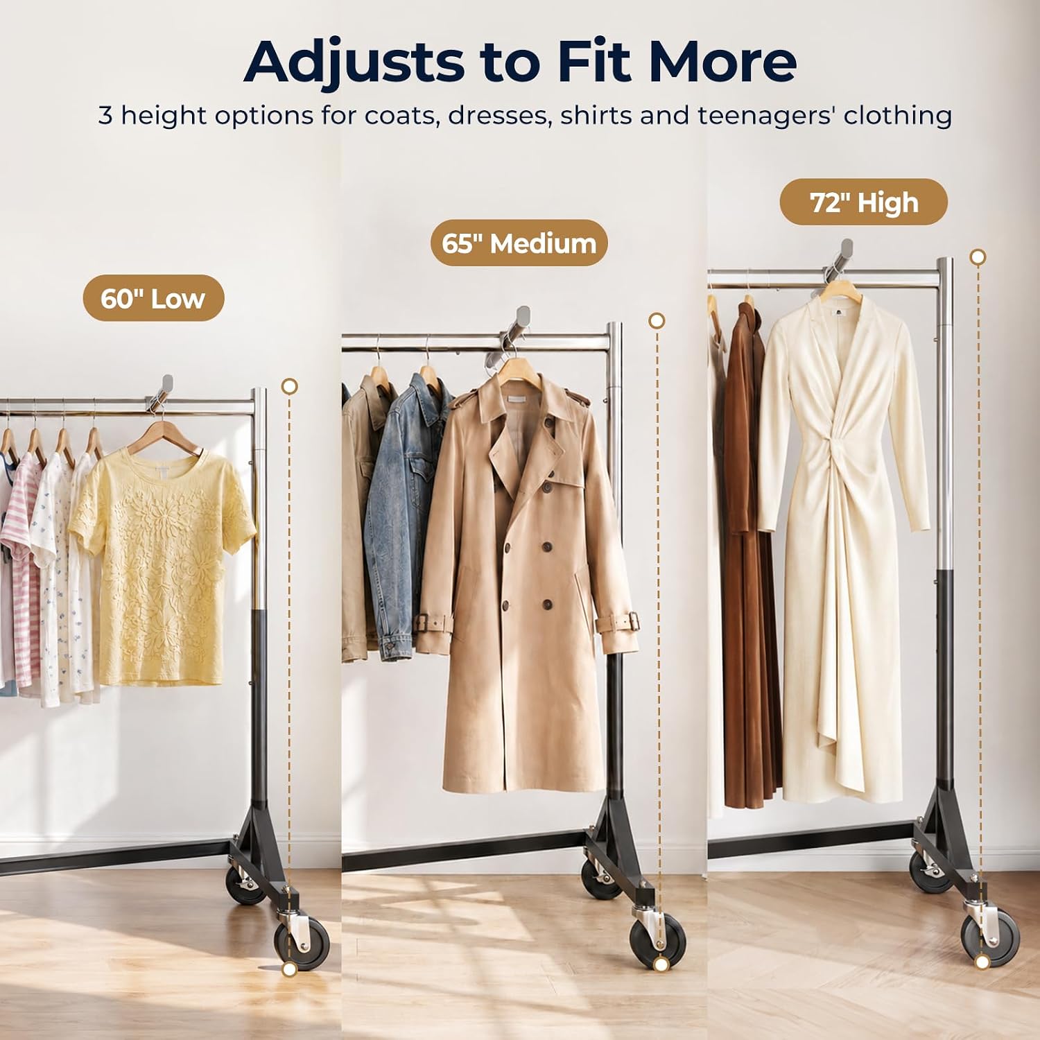Z Rack for Clothes Heavy Duty Hold 500 LBS with Display Arms | Commercial Clothes Rack with Wheels Rolling Clothing