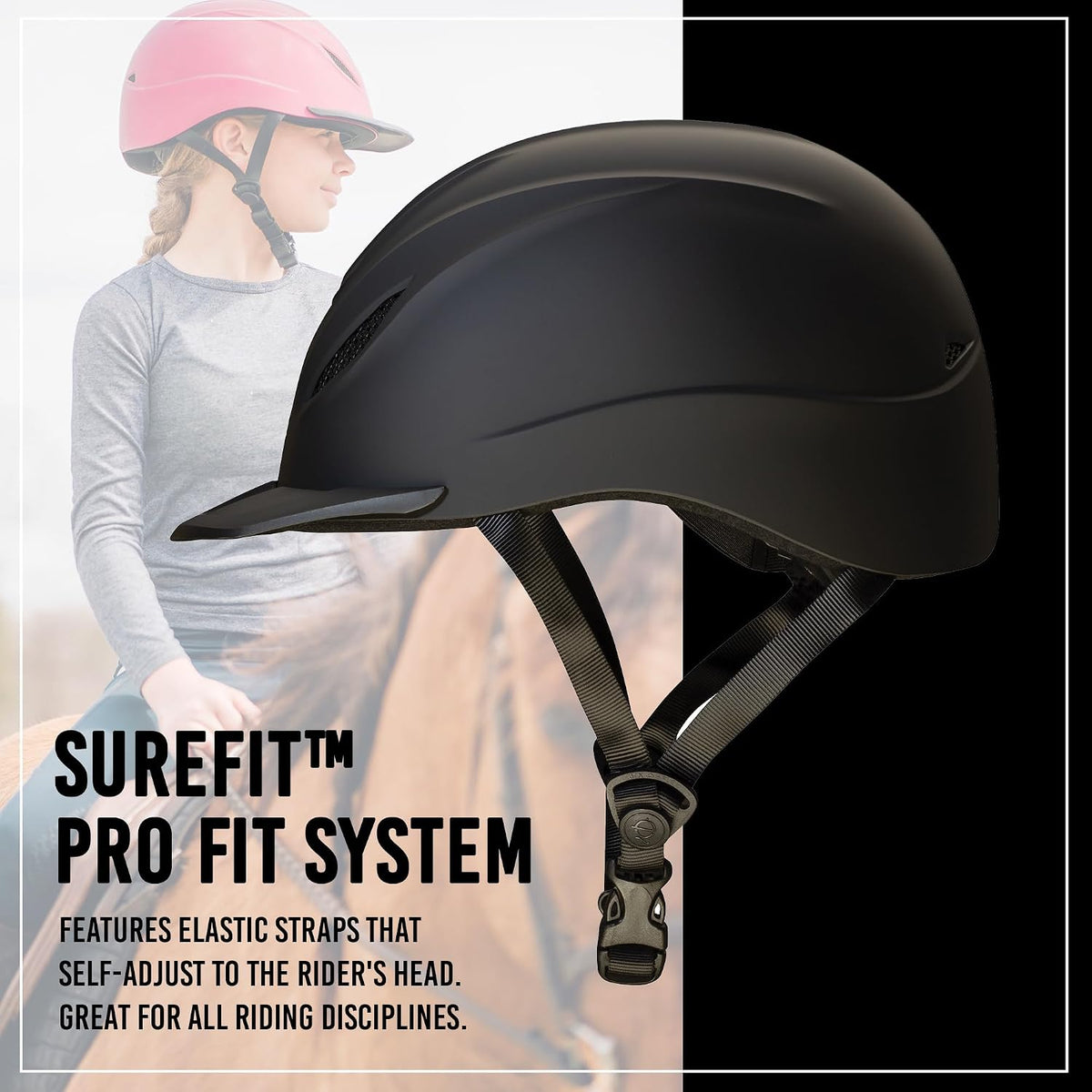 Intrepid Saddle Horse Riding Helmet, Low-Profile Adjustable Design, Safety Horseback Riding Gear