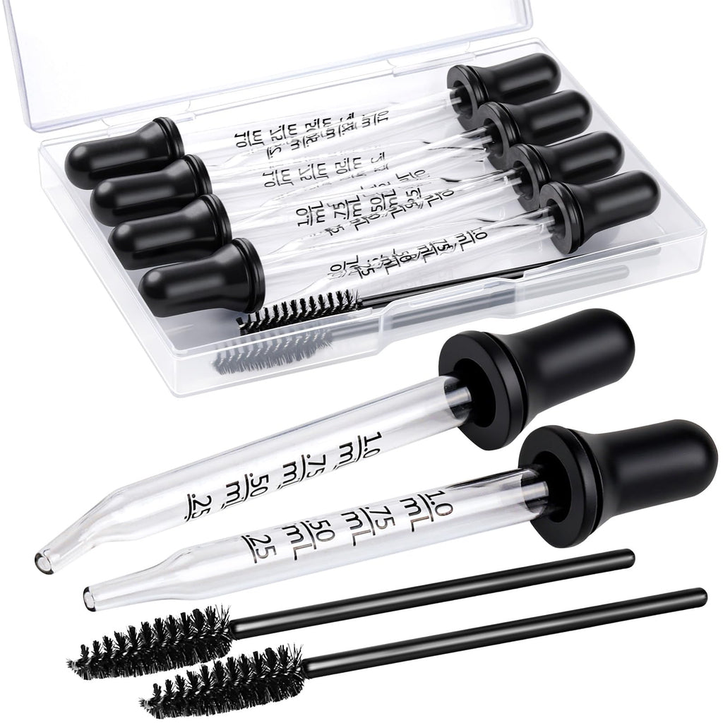10Pcs Glass Eye Dropper Pipettes Droppers for Oils& Cleaning Tool