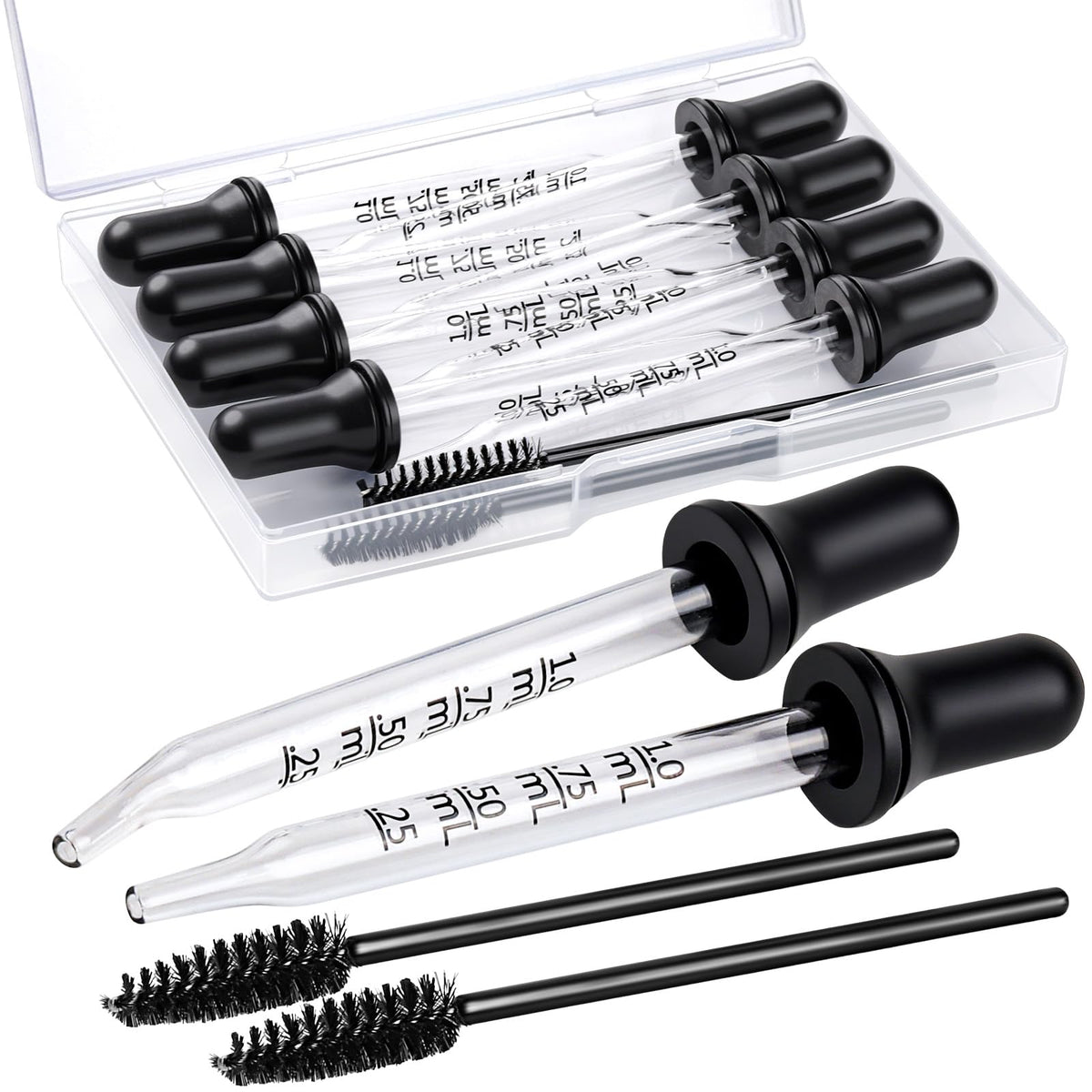 10Pcs Glass Eye Dropper Pipettes Droppers for Oils& Cleaning Tool