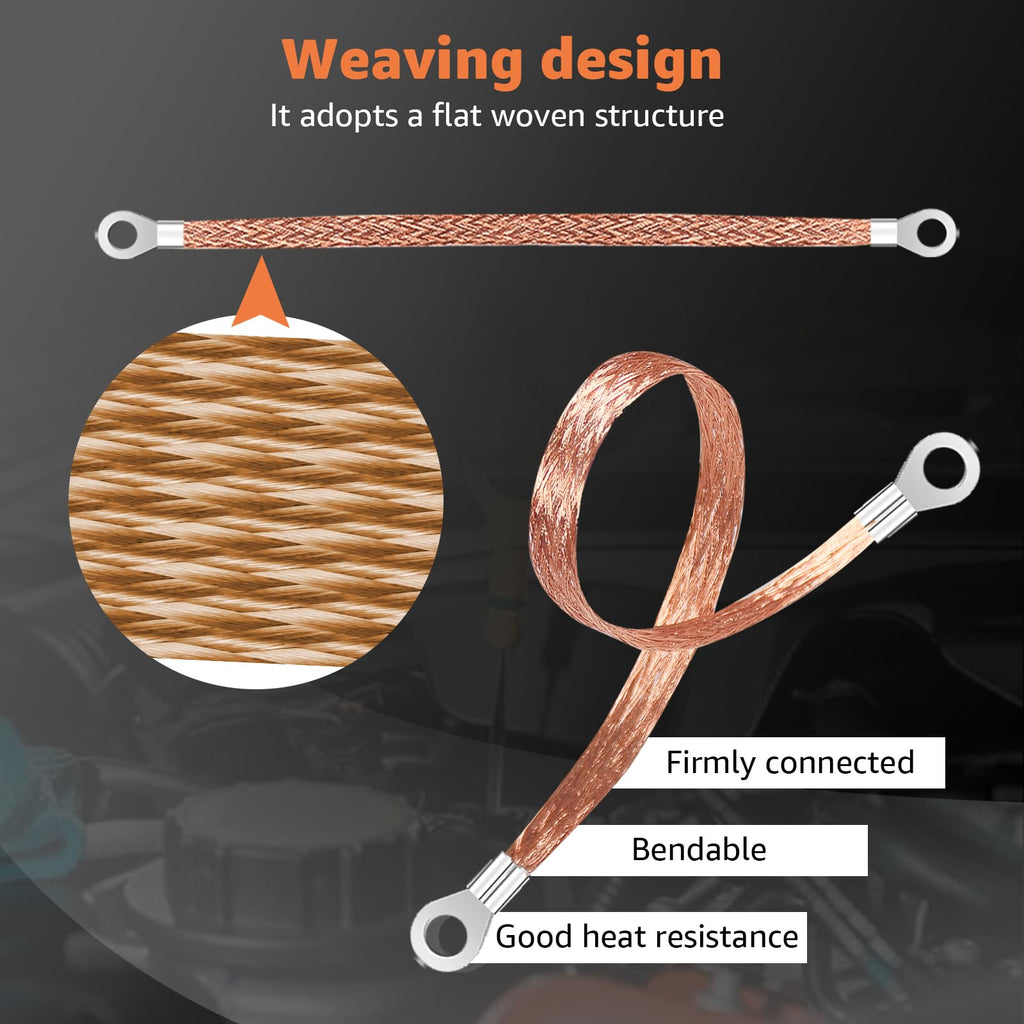 12 Pcs 10/15/20 Inch Engine Ground Strap Kit