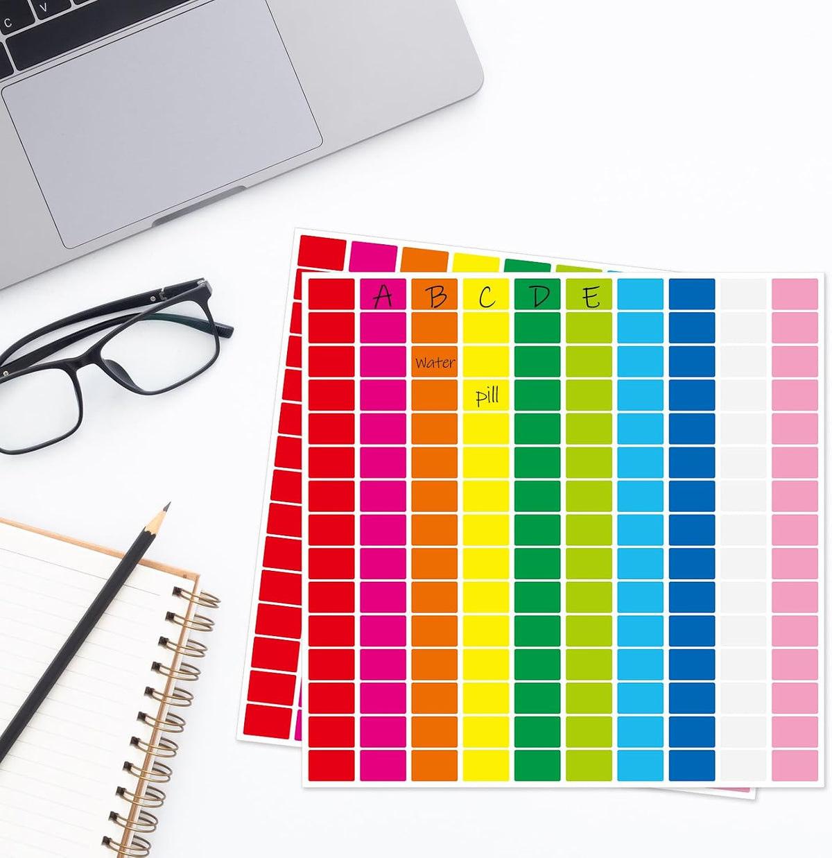 20 Sheets Color Coding Labels, Rainbow Color, 0.5 x 0.75 Inch