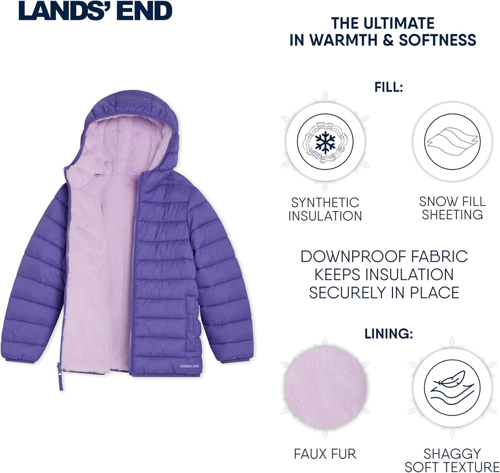 Girls Reversible Faux Fur Lined Insulated Puffer Jacket