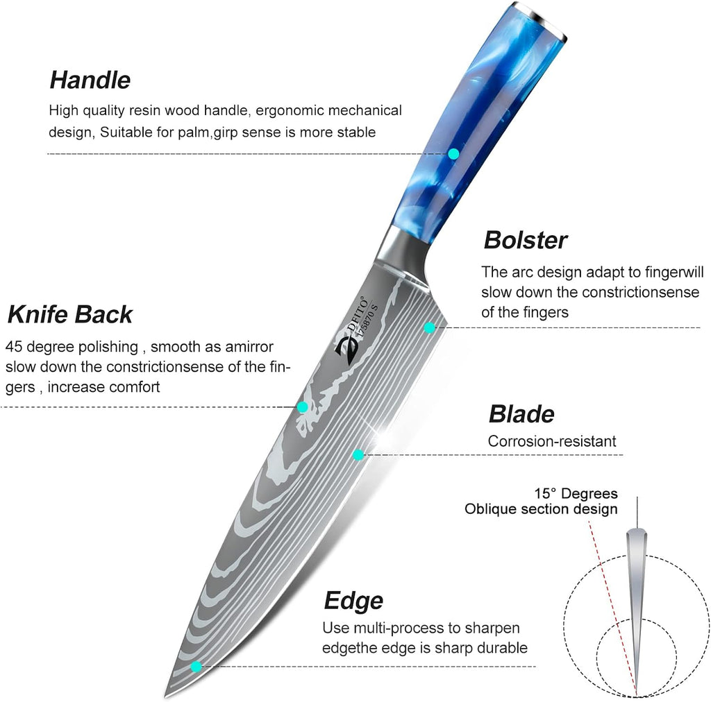 Chef Knife Sets with Roll Bag, 9 Pieces Professional Knife Set