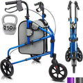 3 Wheel Walker - Three Wheeled Rollator for Seniors - Lightweight, Foldable, Narrow, Heavy Duty - for Elderly Men