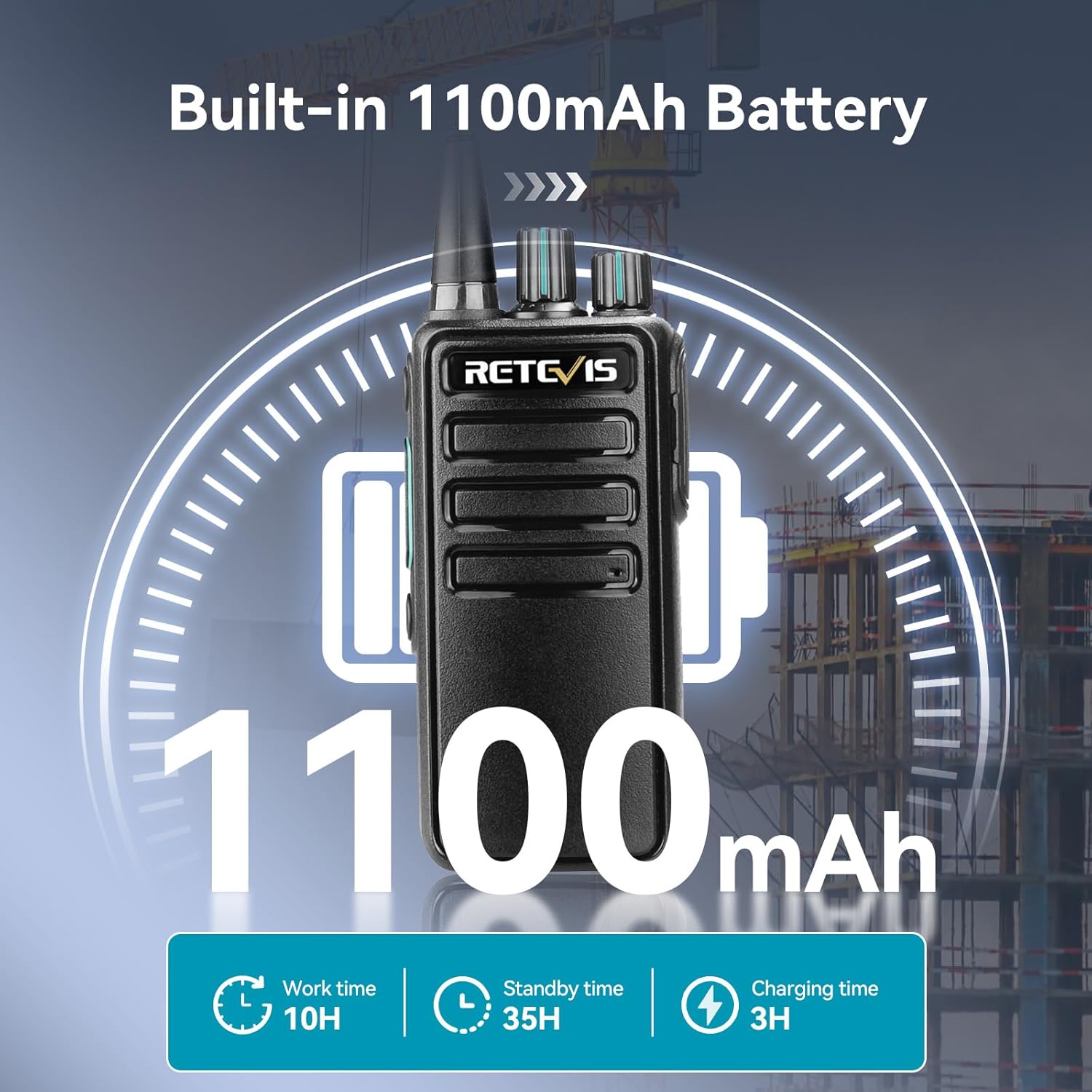 RB29 2 Way Radio Long Range, FRS Two Way Radios with Shoulder Mic | Rugged Walkie Talkies for Worksite Construction