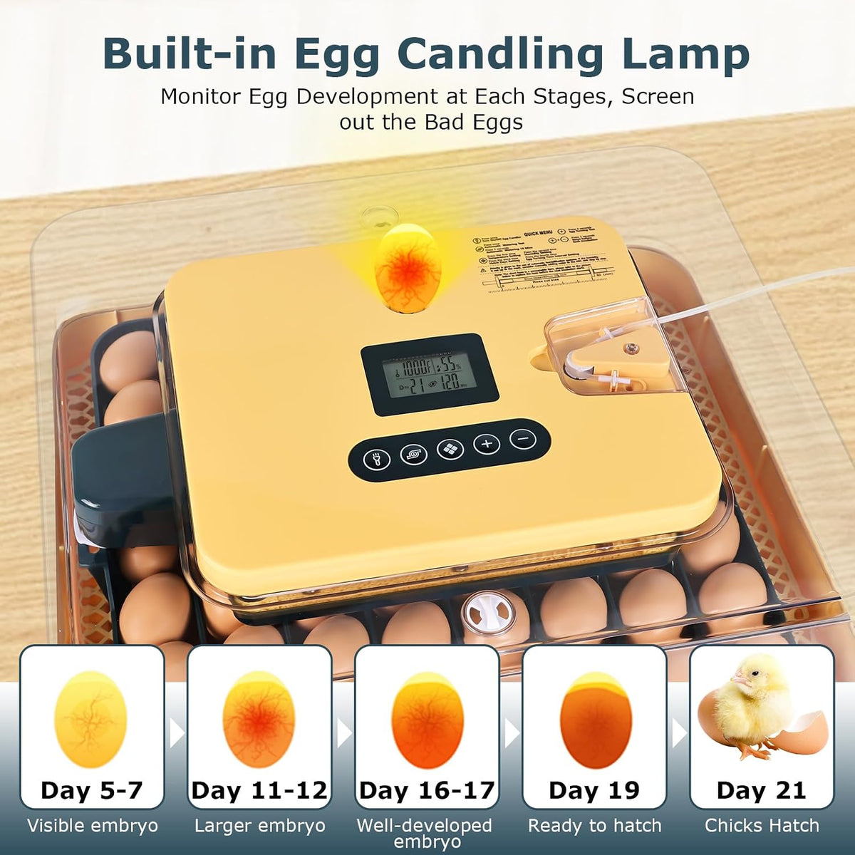 Incubators for Hatching Eggs, 56 Eggs Incubator with Egg Candler, Auto Egg Turner, Temp & Humidity Control, Hatch