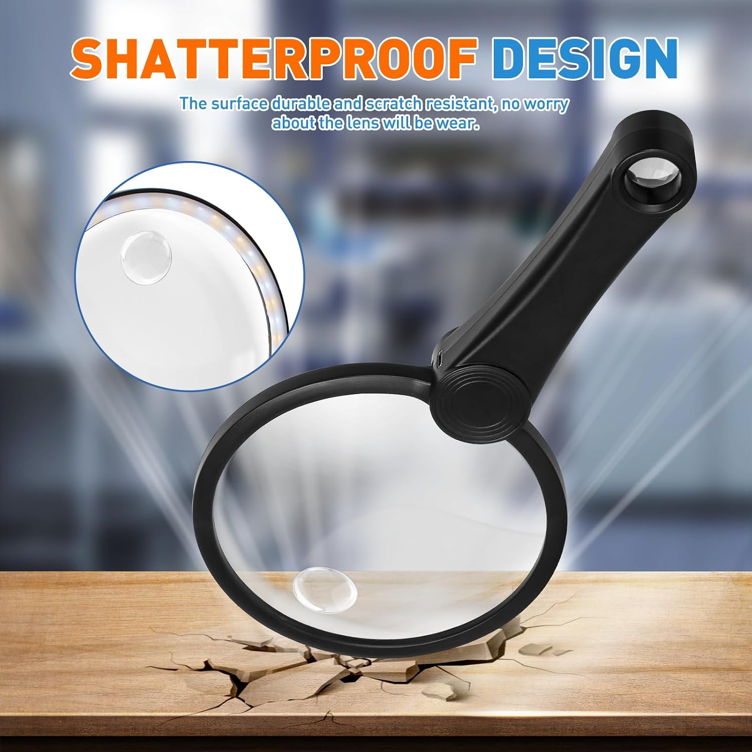 15X Rechargeable Magnifier with Light, Handheld Magnifying Glass | 20 Daylight LEDs, 3 Gear Dimming, 4.33 Inch Large
