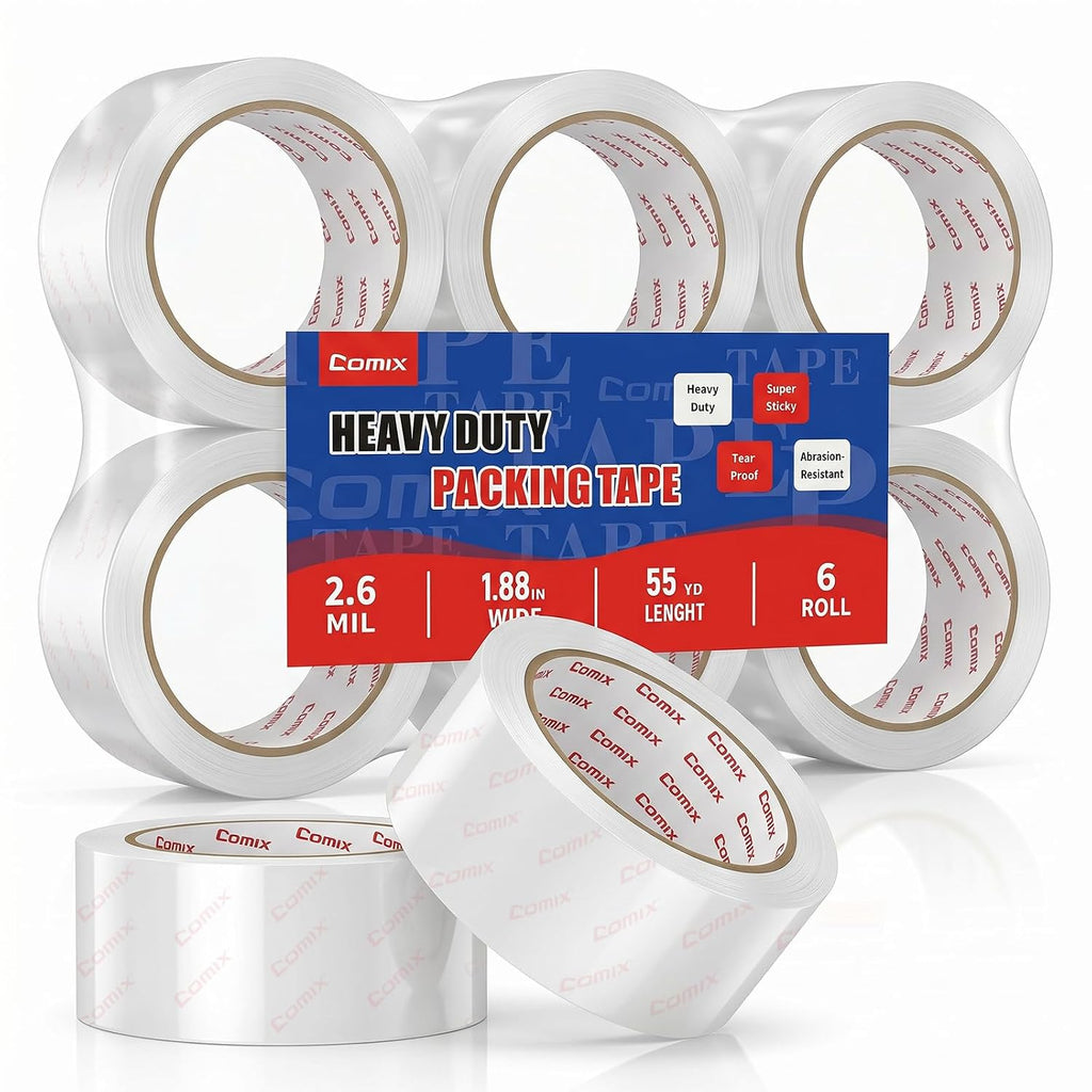 Clear Packing Tape Refills,Heavy Duty,6 Rolls,1.88" x 54.6 yd