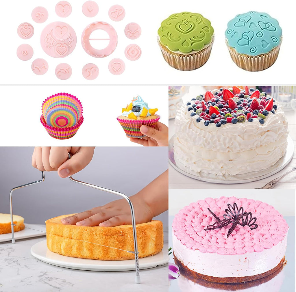 Cake Decorating Supplies Kit Tools 356pcs, Baking Accessories with Cake Turntable, Pastry Piping Bag, Piping Icing