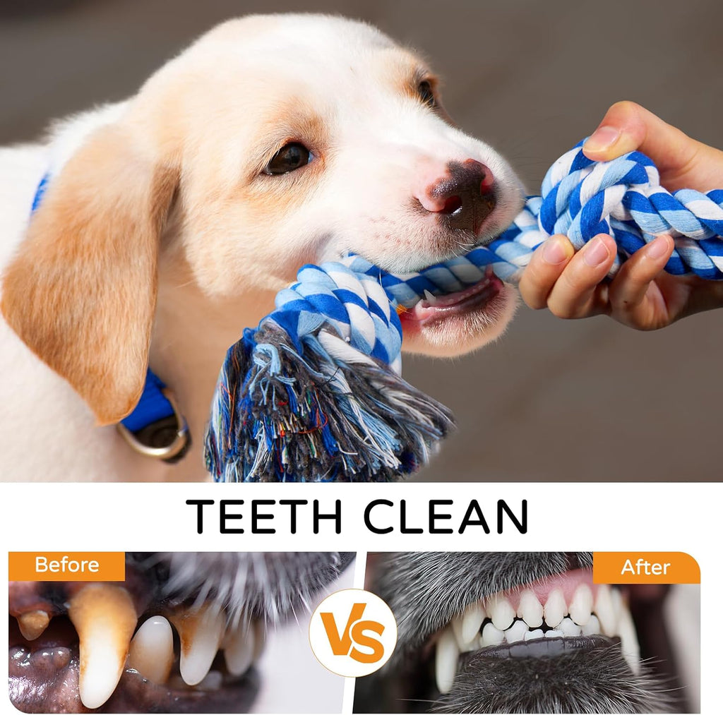 2 Pack Dog Rope Toys for Medium Large Breed, Nearly Indestructible Dog Chew Toys for Aggressive Chewers, Teeth