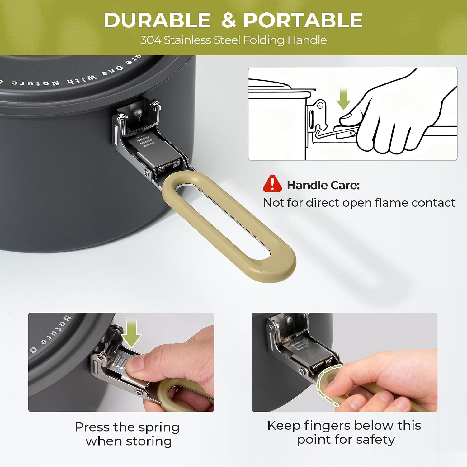 Camping Cookware Set - Lightweight Camping Pots and Pans - Portable Outdoor Cookware with Kettle - Camping Cookware