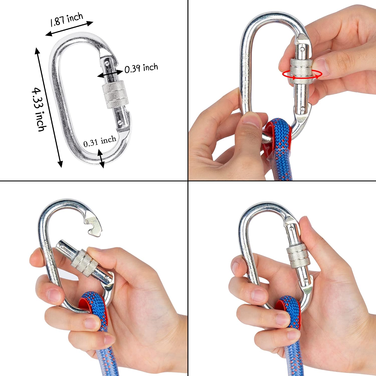 Indoor Outdoor Climbing Rope, 10/12/14mm (32FT/49FT/65FT/98FT) Static Rock Climbing Rope for Escape Rope, Ice