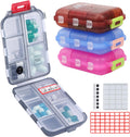 4PS Travel Pill Organizer with 164 Slice Labels，10 Compartments Travel Pill Box Portable Folding Small Pill Case