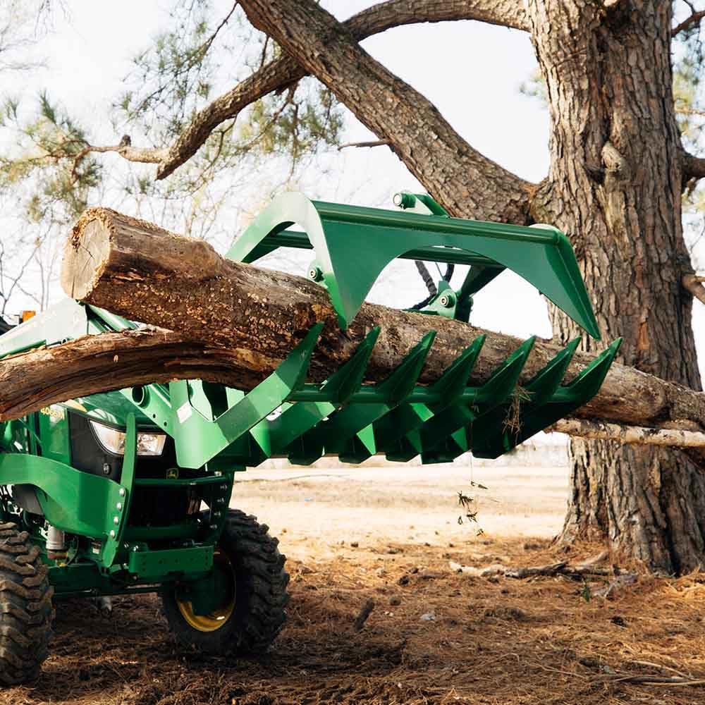48" Grade 50 Economy Series Root Grapple Bucket Fits John Deere Hook and Pin Connection, Single Cylinder Hydraulic