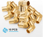 WMAXPFIT(15 Pack) 3/4 Inch PEX 90 Degree Elbow F1807, LF Brass crimp fitting for PEX-b pipe